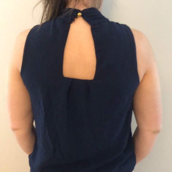 Sleeveless Dark Blue Blouse - Picture 2 of 2